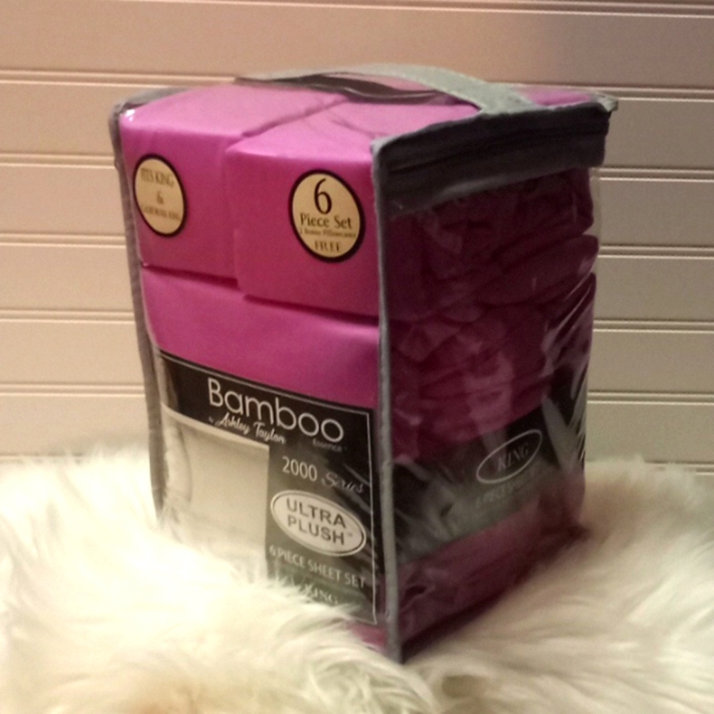 Bamboo Essence King Size  Raspberry Pink-  6 Piece Sheet Set